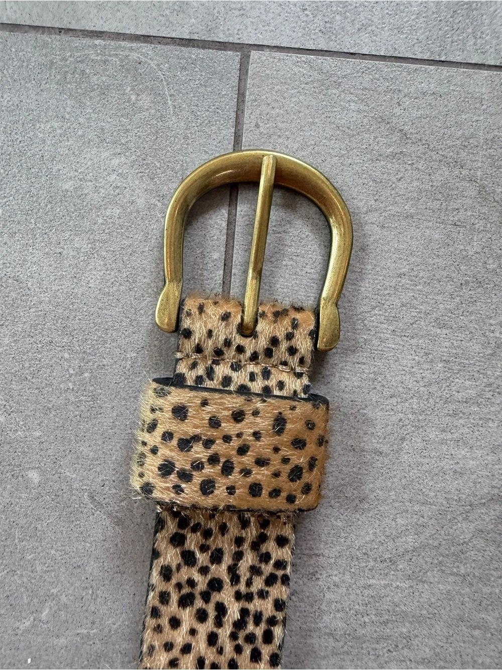 Leopard Print Haircalf Belt with Brass Buckle - Women's Accessory - like new!